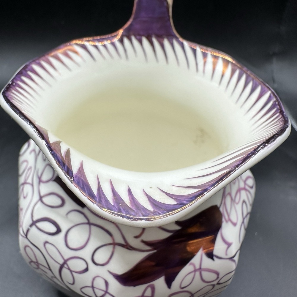 Antique Wedgwood Pink Lusterware Leaves 20 oz Octagonal Milk Jug Pitcher C5239 - Picture 5 of 7